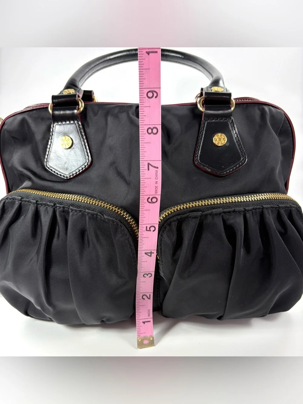 MZ Wallace Bedford Satchel Black Bedford Nylon Patent Leather Trim Gold Hardware - Picture 13 of 16